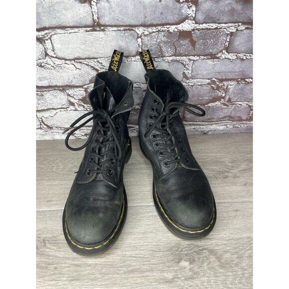 Dr Martens 8 Eyelet 13512 Combat Docs DM Boots Soft Leather Black Size 8 - 179 - Picture 5 of 16